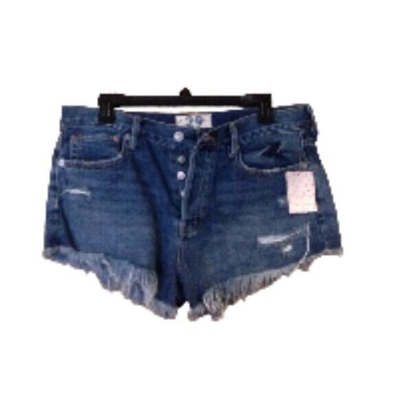 Free People Loving Good Vibrations Destructed Mid Indigo 30 NWT - Picture 3 of 5